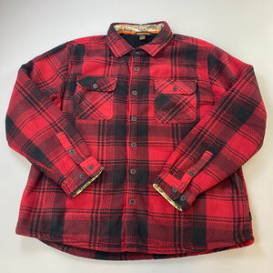 Realtree Shirt Jacket Mens XXL Fleece Red Black Plaid Camo Outdoor Skater Work